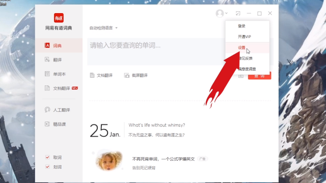 网易有道词典怎么设置鼠标放到上面就翻译