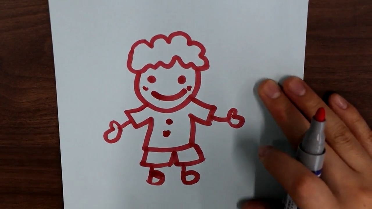 摊手男孩的简笔画如何画?