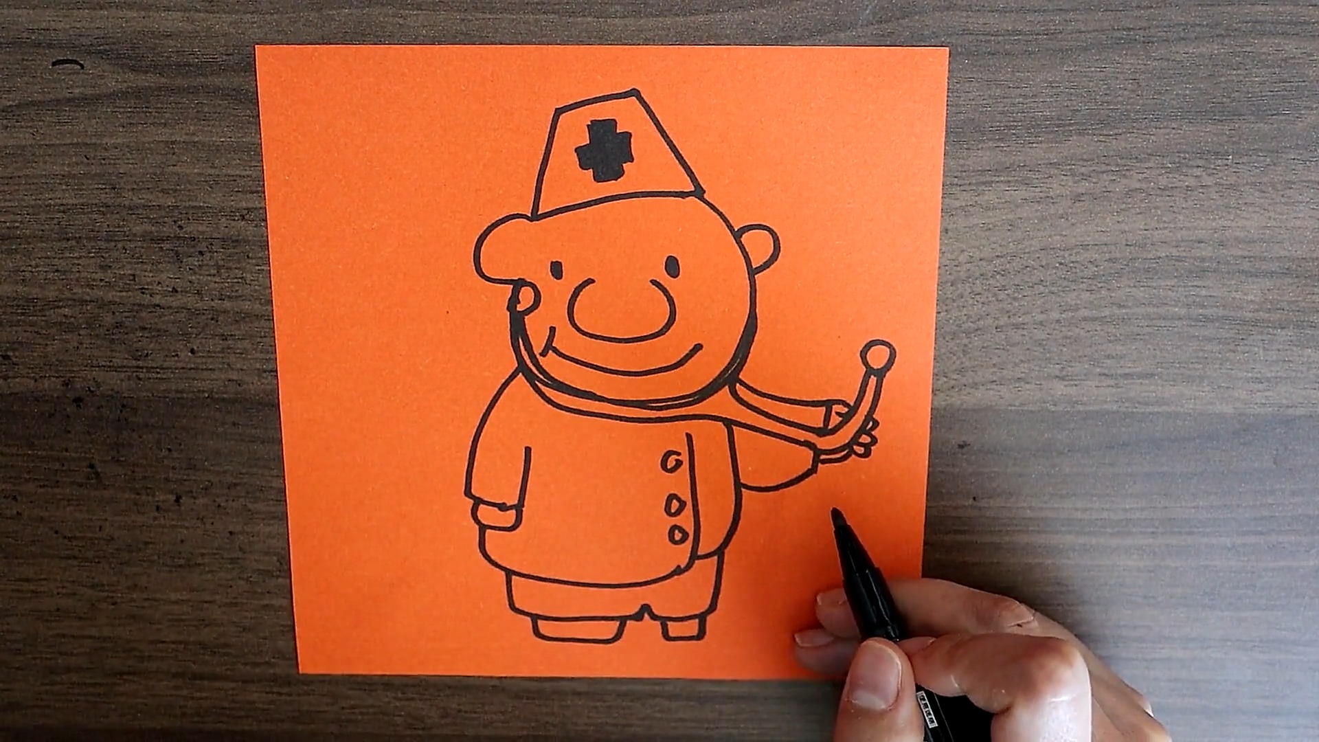 戴听诊器的医生的简笔画如何画?