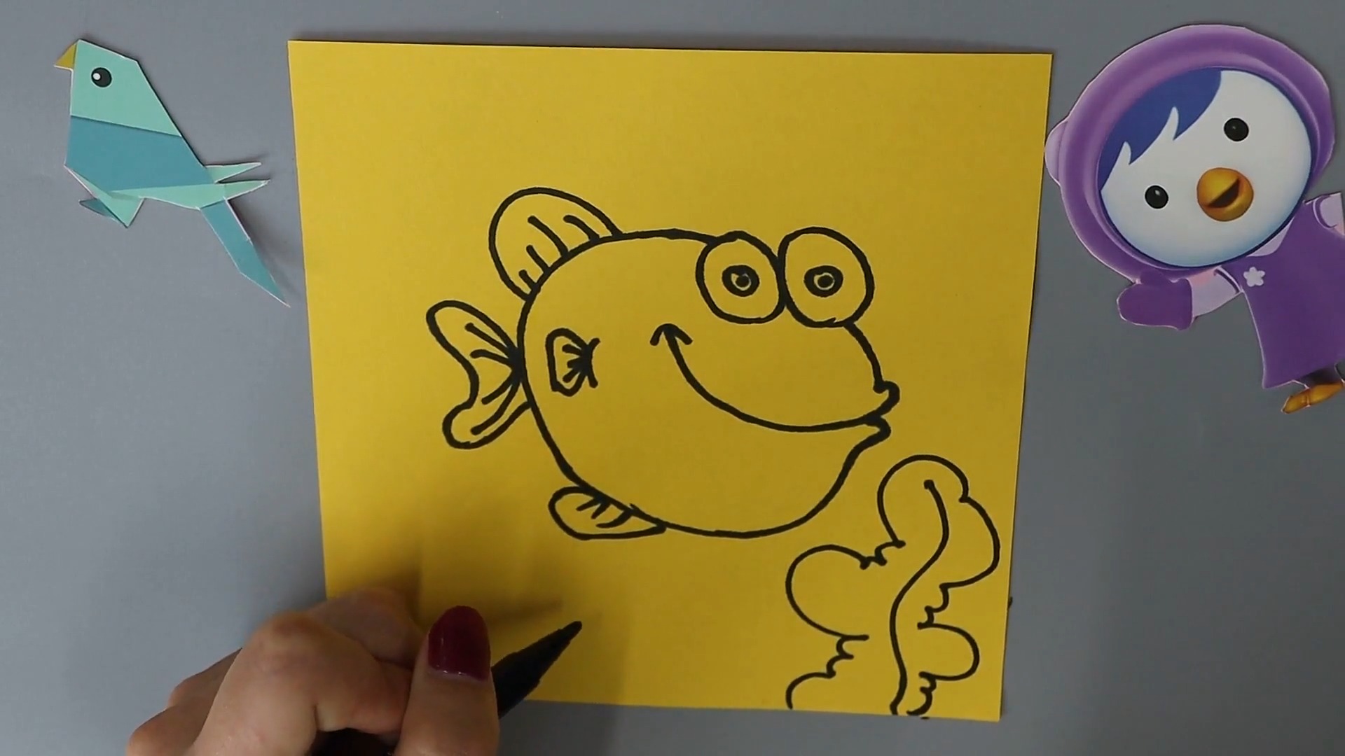 大眼睛的鱼的简笔画怎样画?