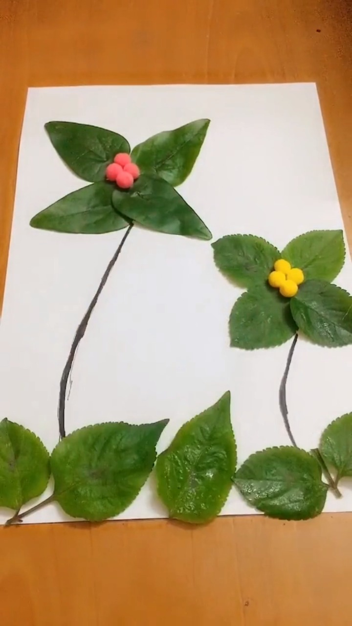 树叶剪贴画怎么做?