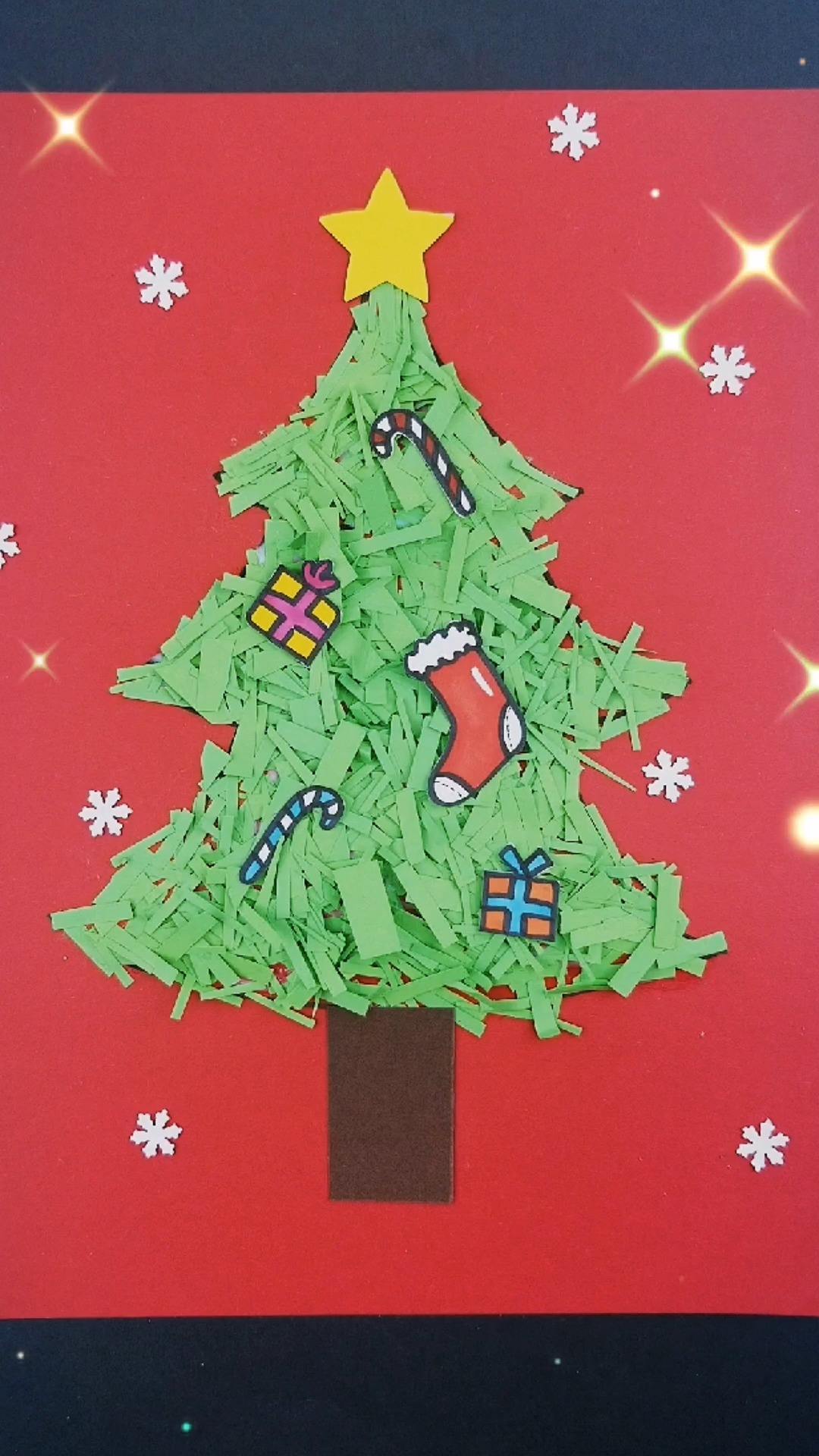 怎样做圣诞树拼贴画?