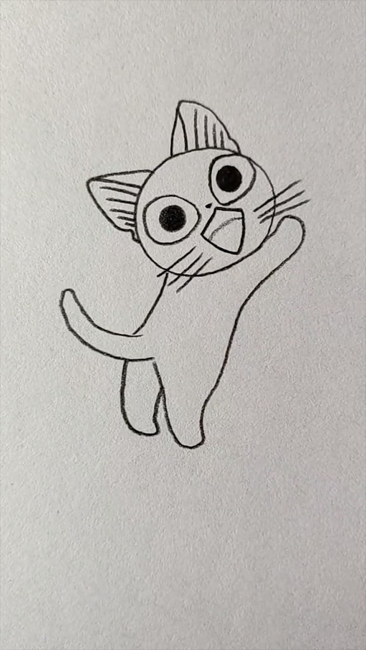 儿童简笔画淘气小猫怎么画