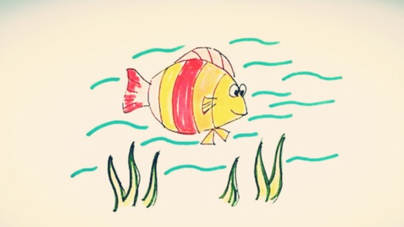 小溪里的小鱼怎么画图片
