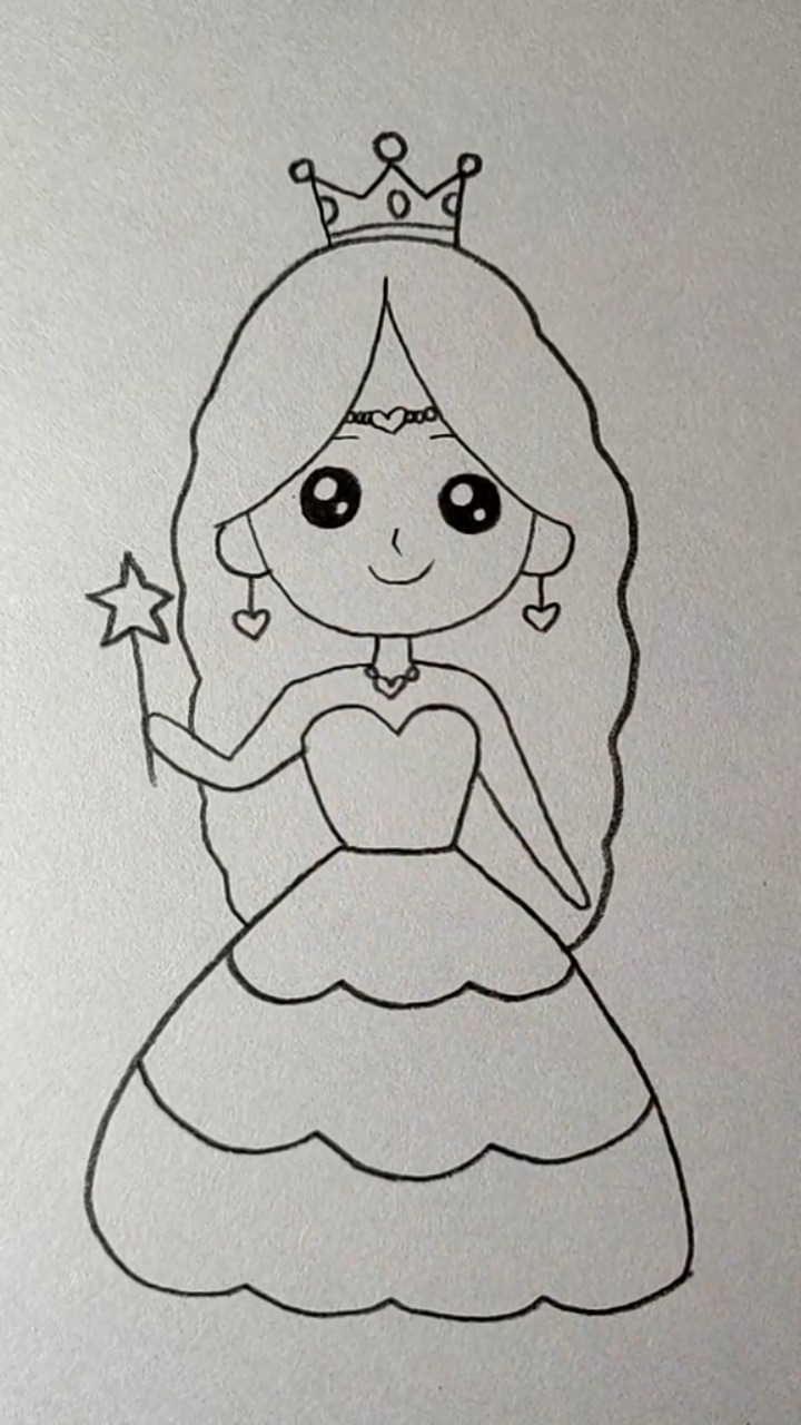 美丽的小公主简笔画怎么画?