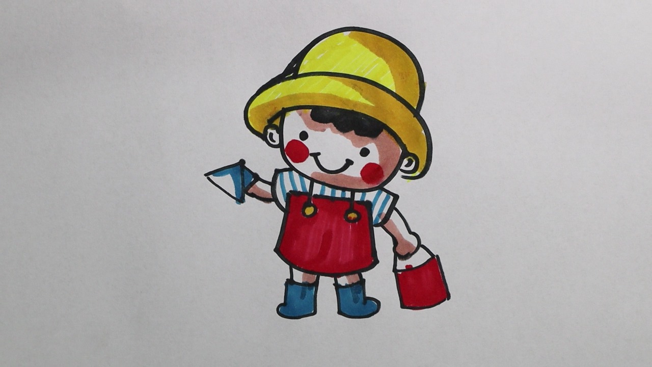 水泥工人简笔画怎样画?