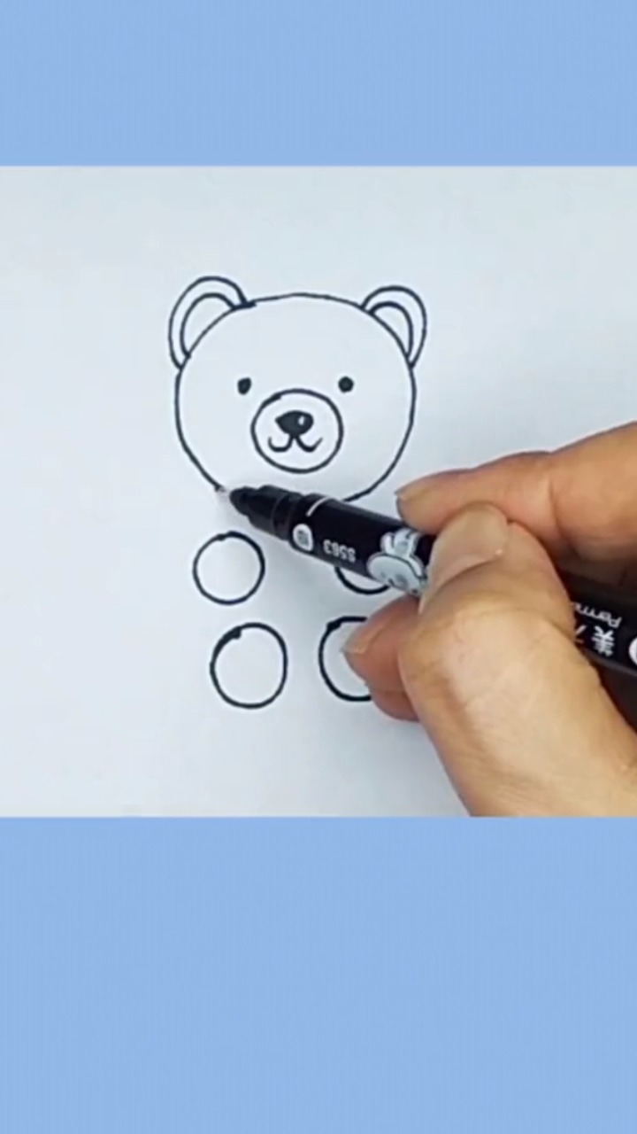 怎么用6个圆画小熊