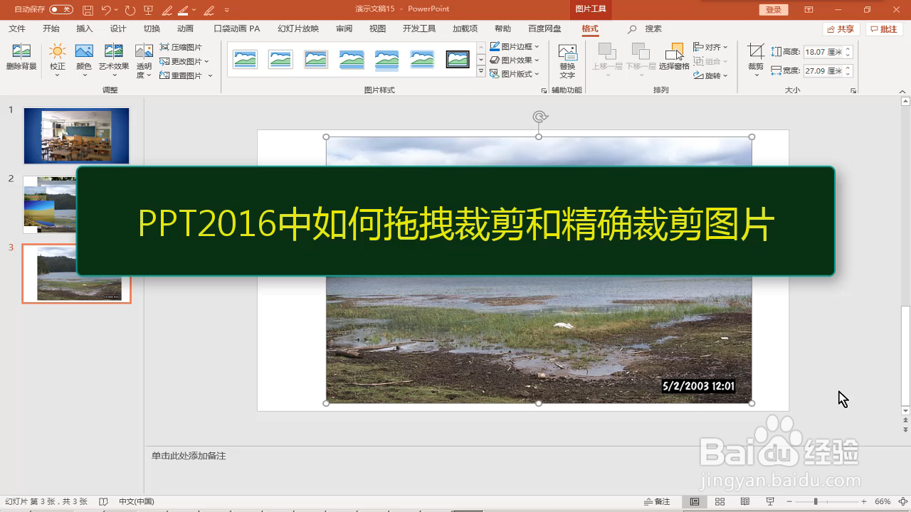 ppt2016中如何拖拽裁剪和精确裁剪图片