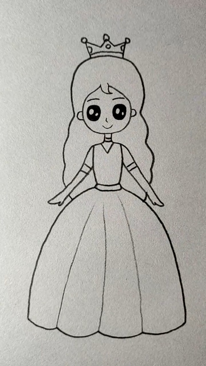 穿公主裙的女孩简笔画图片