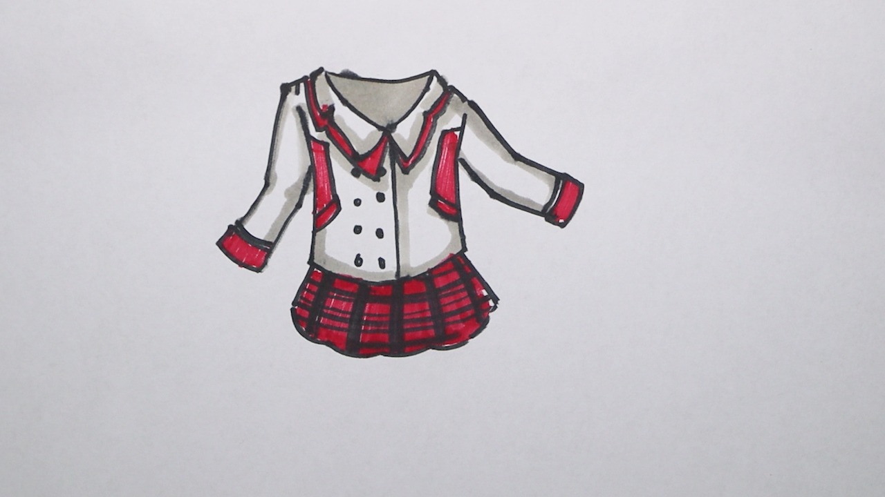 女款校服怎样画?