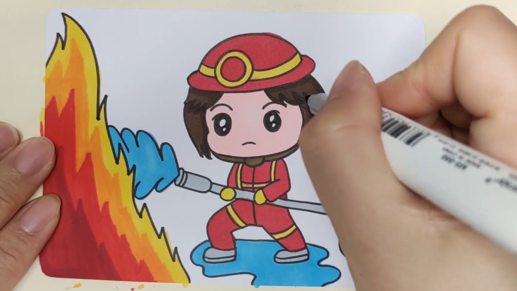 教你如何画消防员灭火
