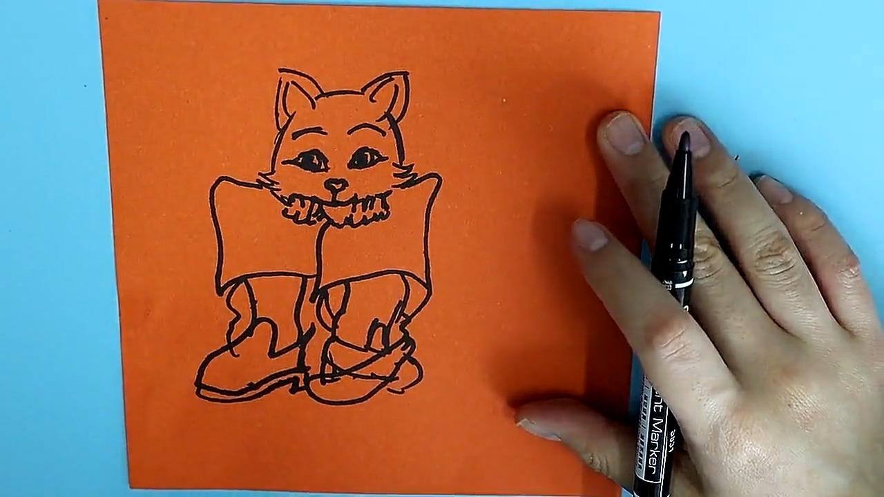 穿靴子的猫的简笔画如何画?