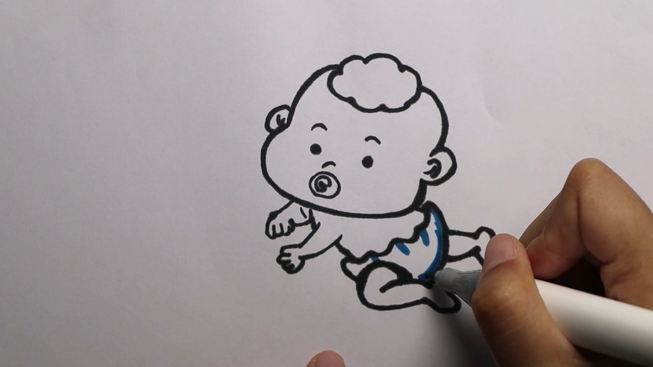 吃奶嘴的婴儿怎样画?