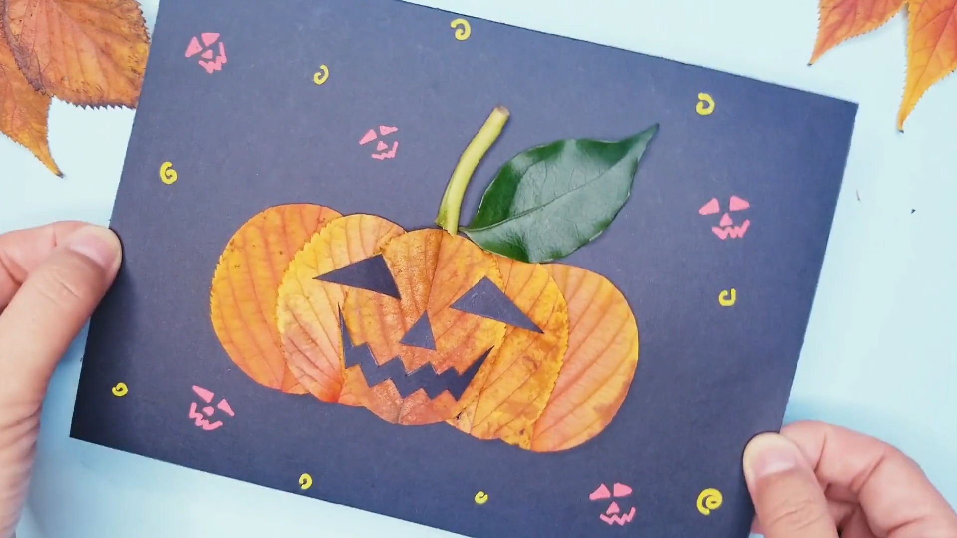 怎样用树叶,做一个南瓜拼贴画?#星知计划