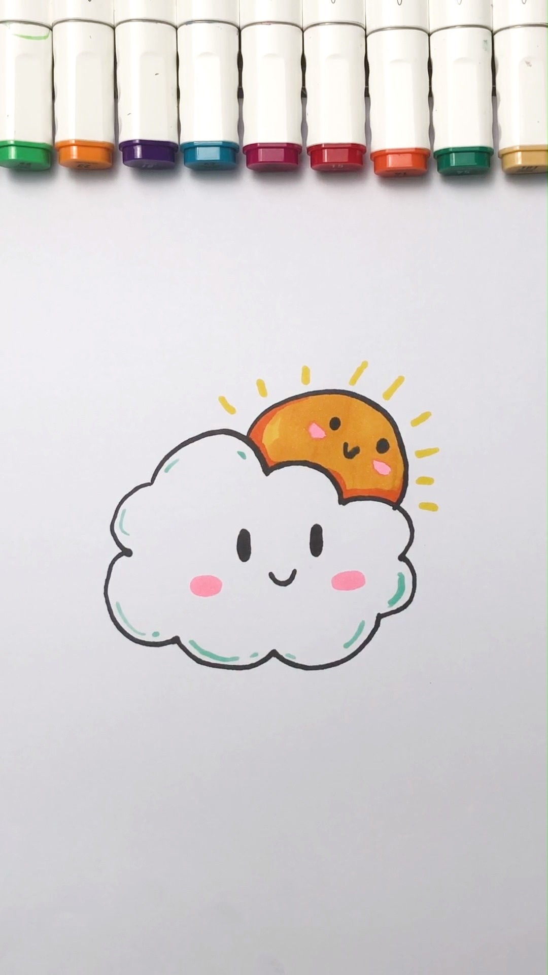 如何画可爱的太阳和云朵