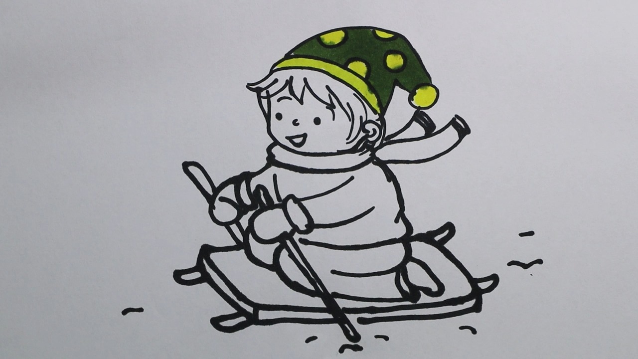滑雪橇的小女孩怎样画?