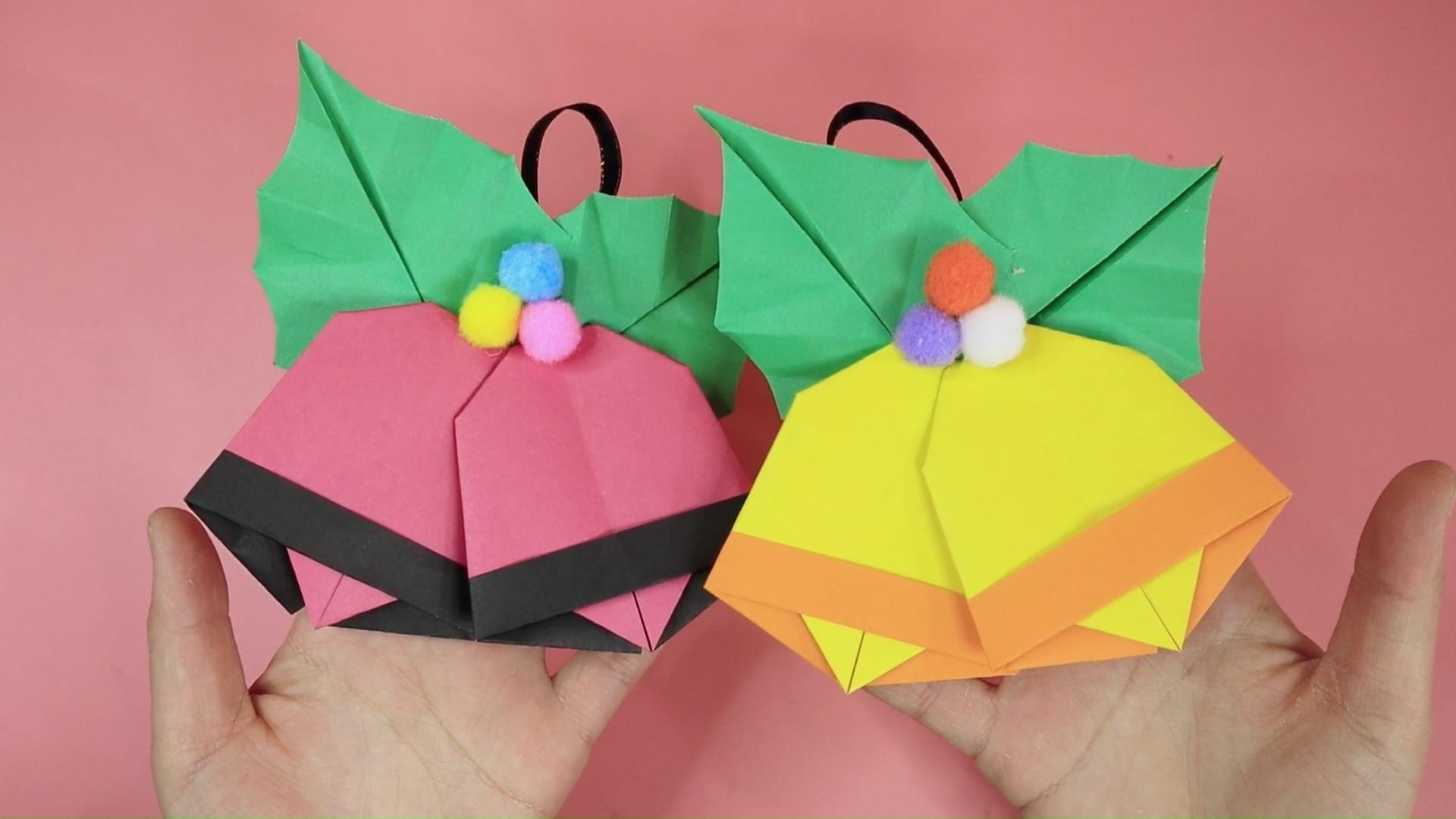 如何用彩纸制作圣诞小铃铛挂饰