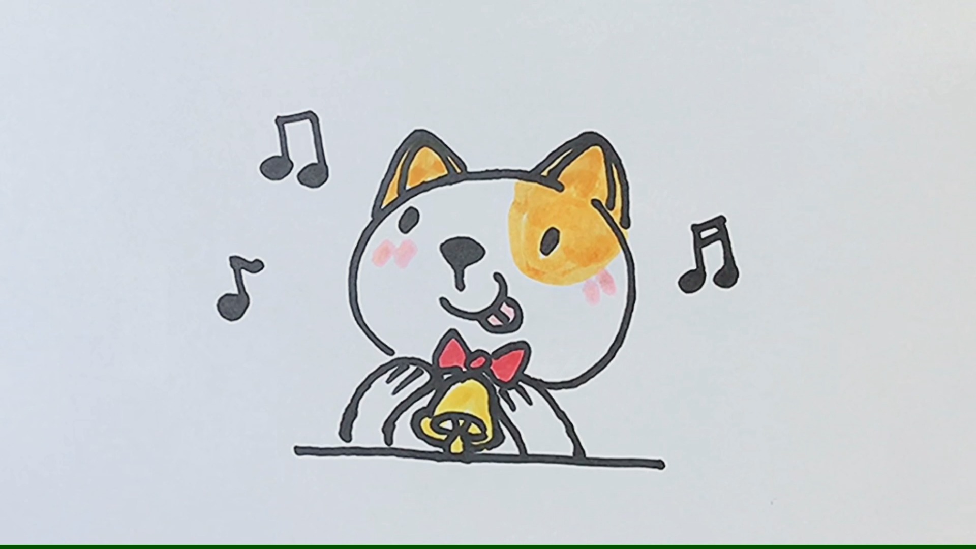 如何画一只捧着铃铛的小柴犬