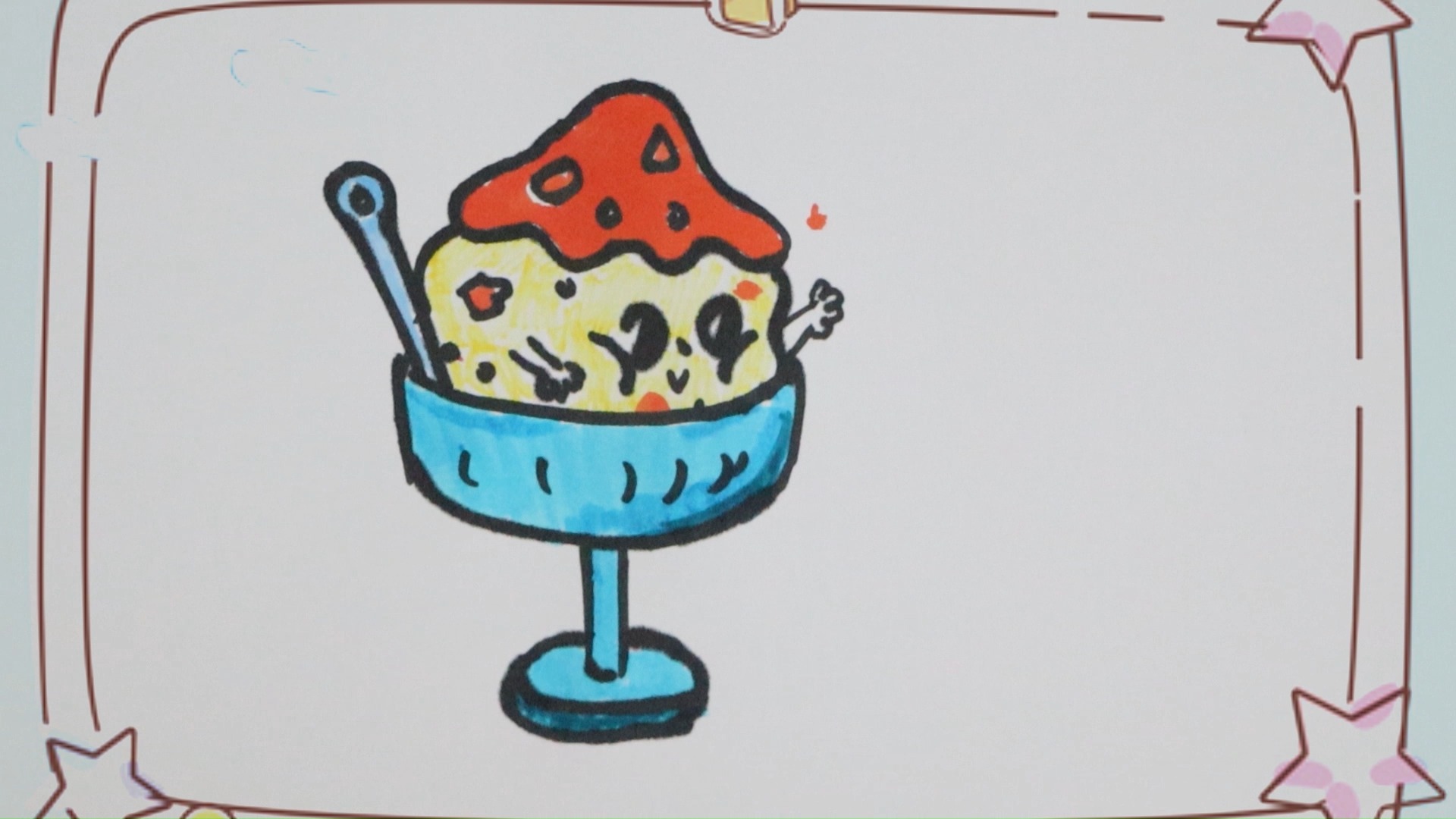 芒果绵绵冰怎么画?超简单哦