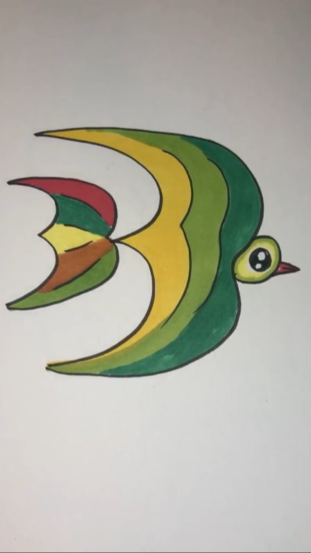 如何用4个3画一个超简单的小鸟简笔画?