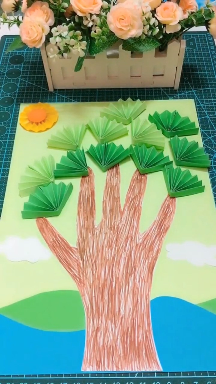 幼儿手工剪贴画大树怎么做?