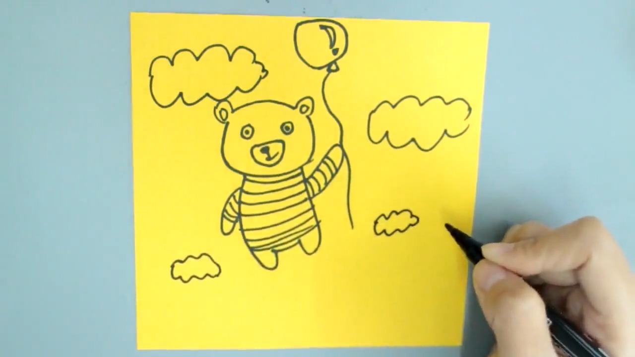 拿气球的小熊简笔画如何画?