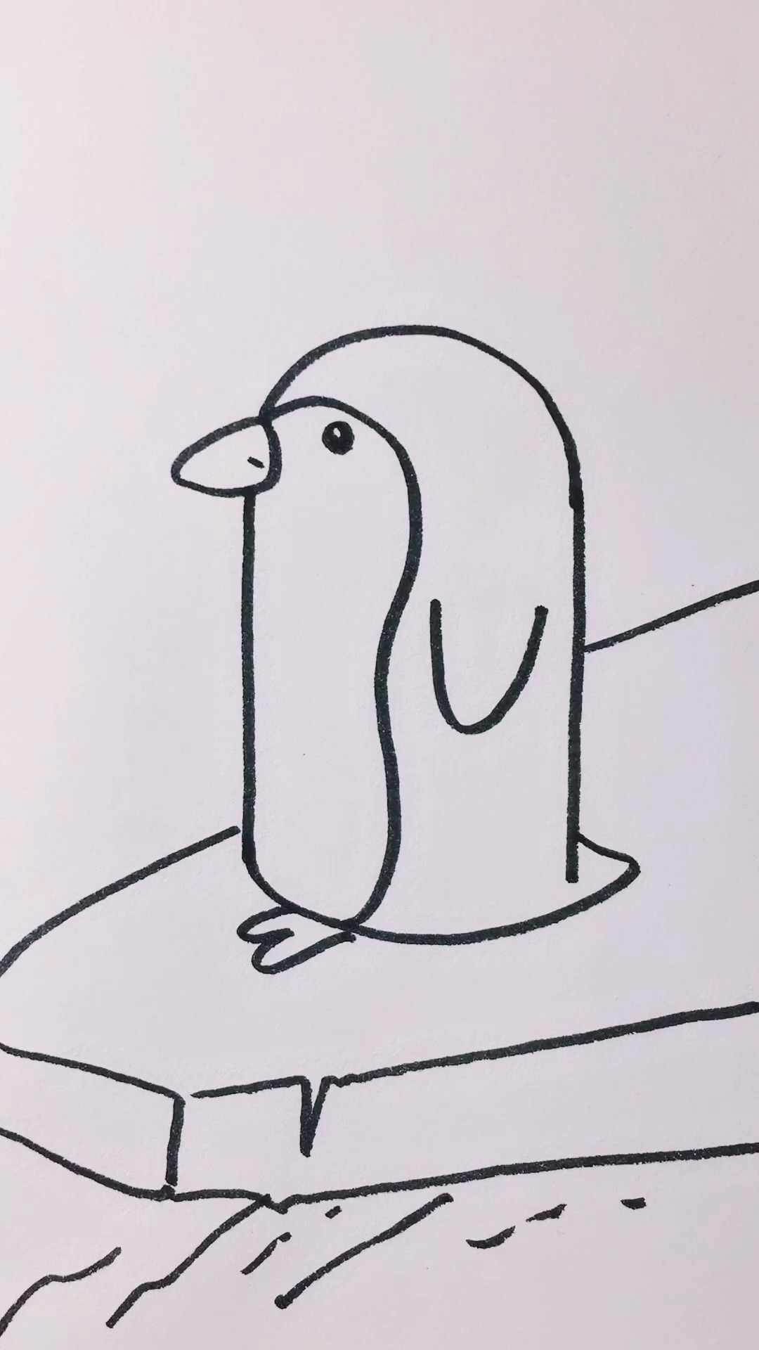 企鹅的简笔画冰山图片