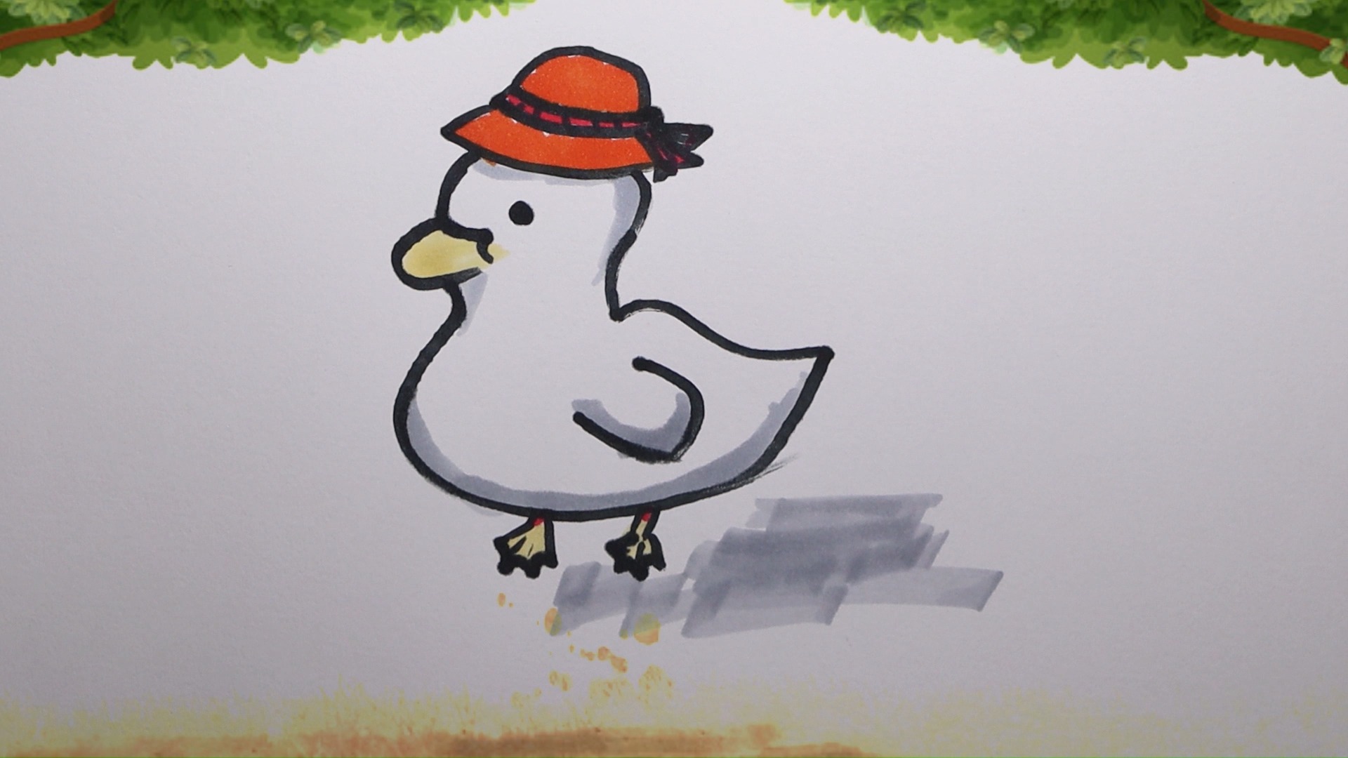 戴帽子的小鸭子简笔画图片