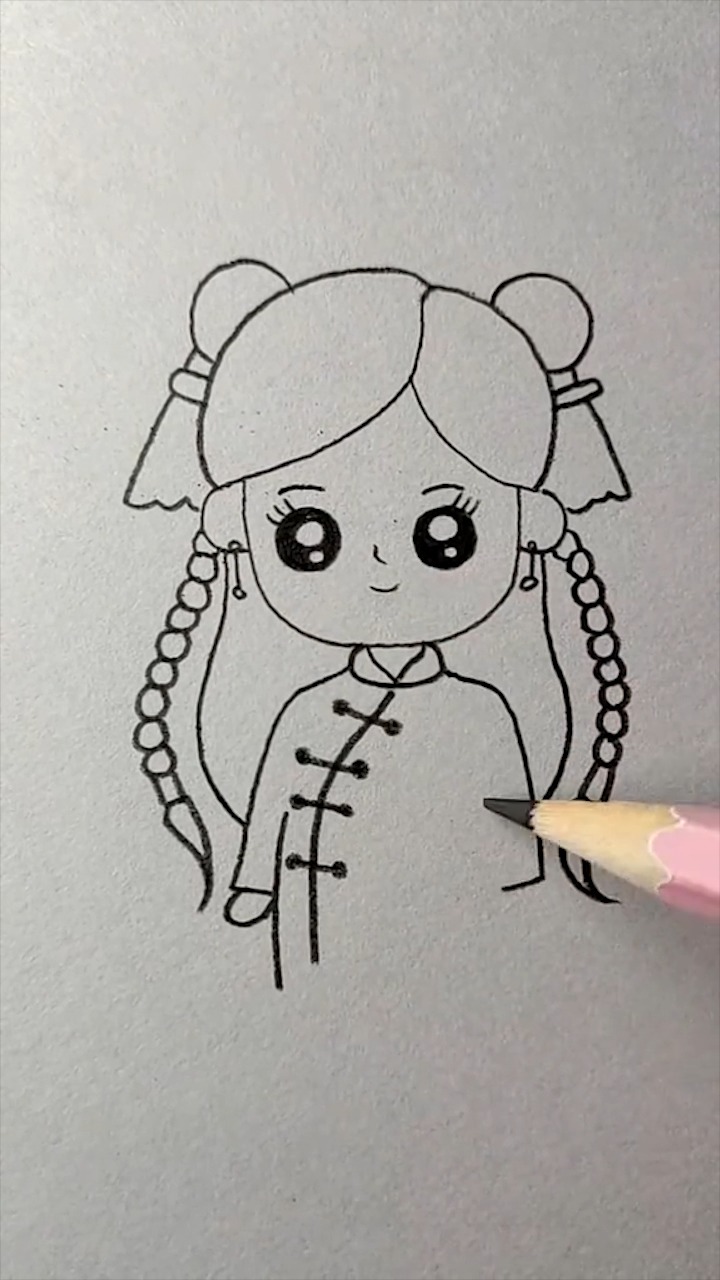 怎么画穿着旗袍的女孩简笔画