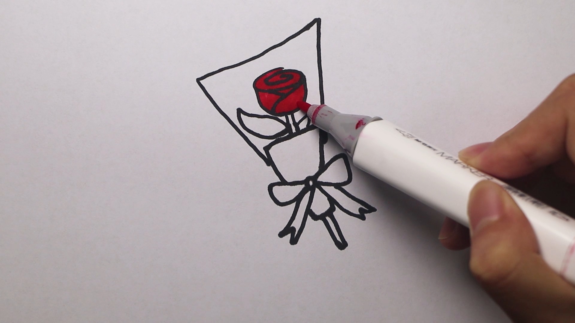 一束玫瑰花简笔画画法图片