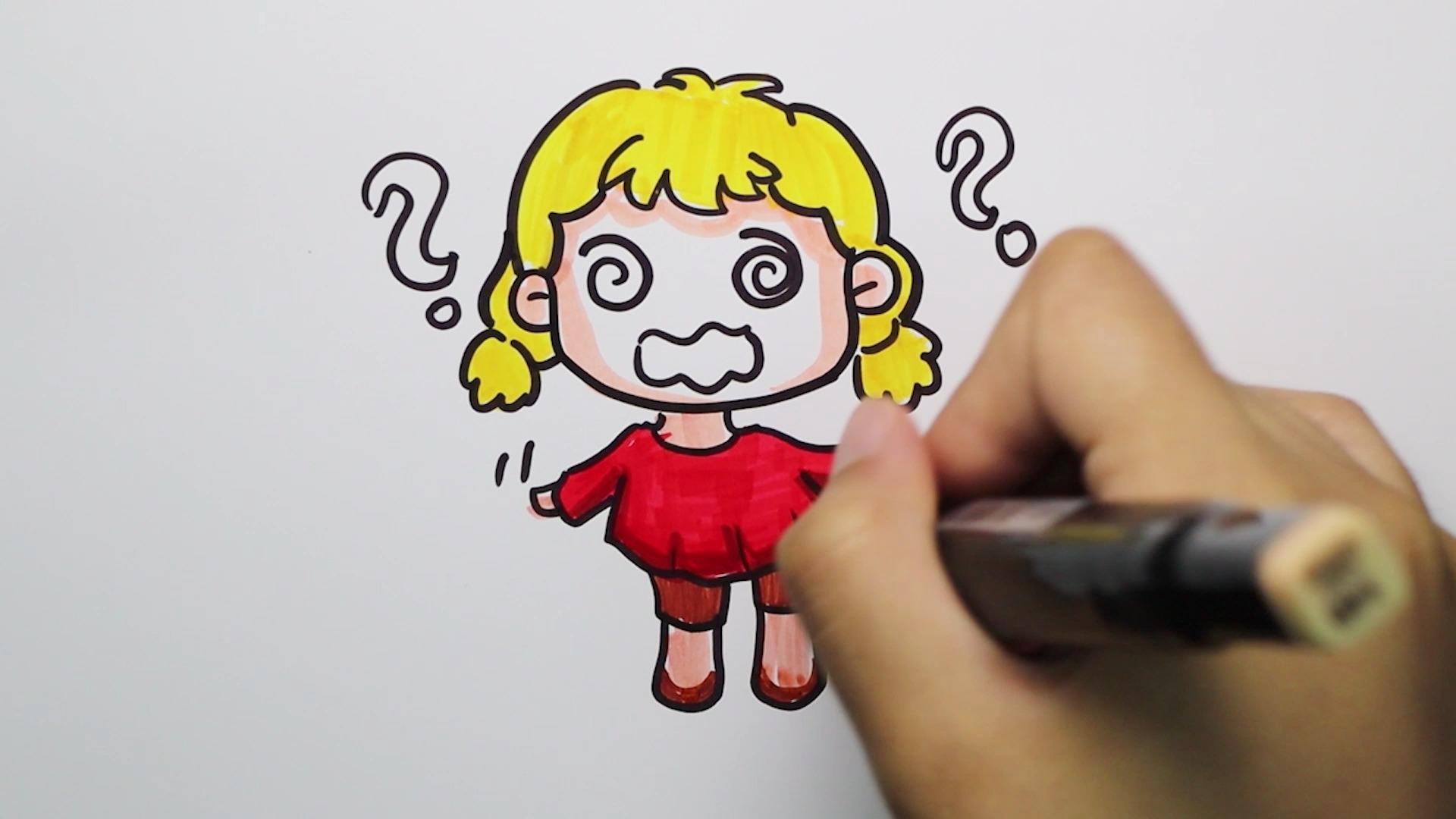 恐惧的小女孩怎样画?超简单哦