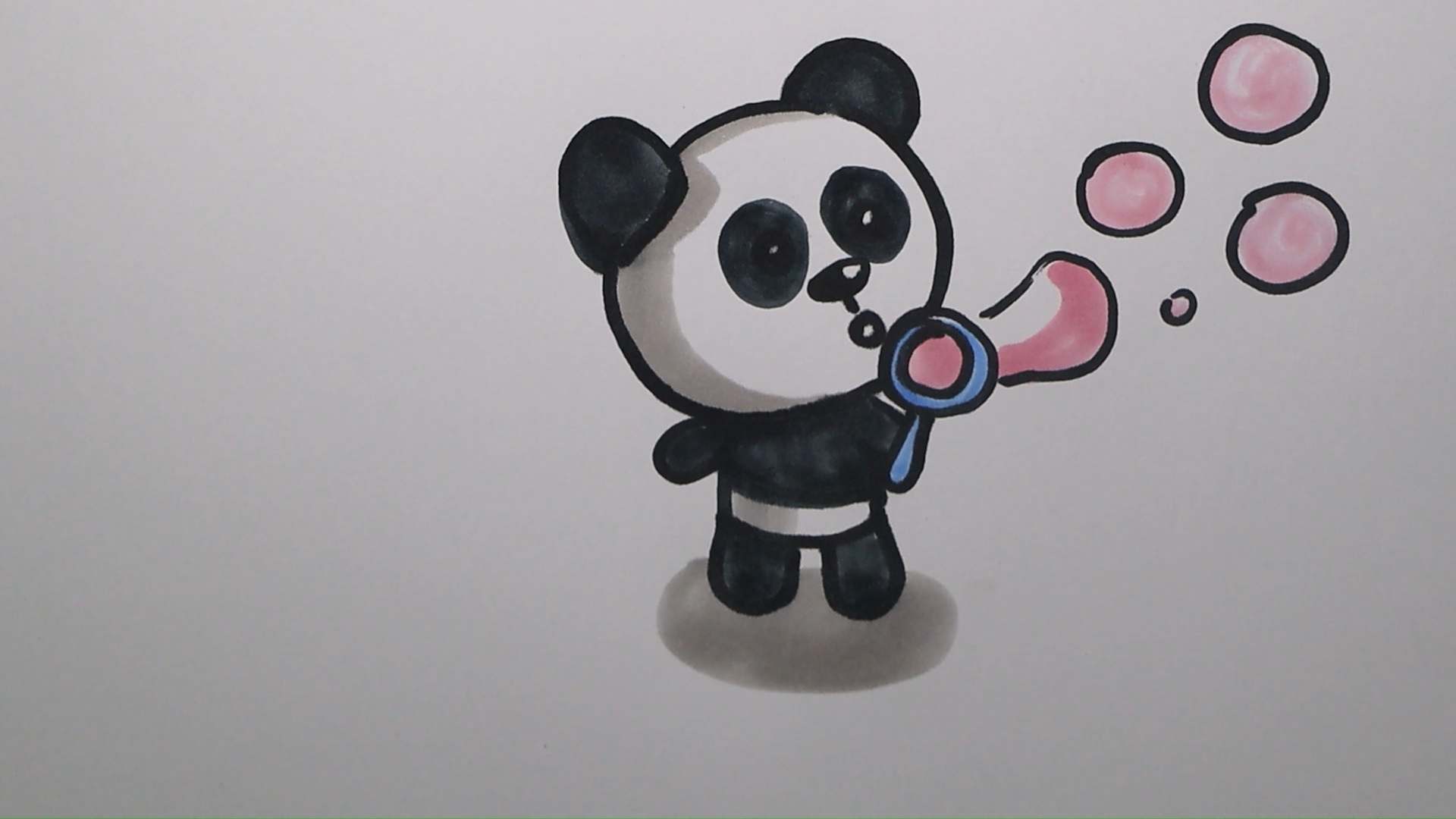 吹泡泡的熊猫怎样画?超简单哦