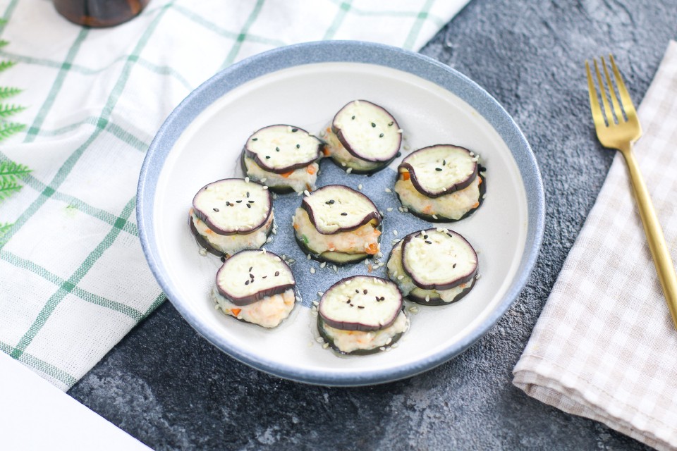 虾仁蒸茄盒怎么做