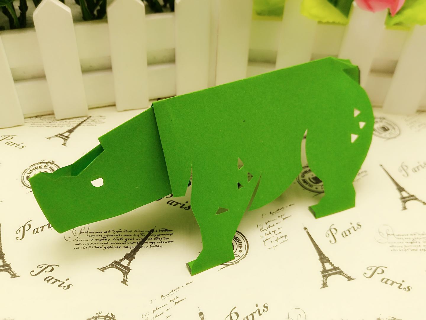 创意剪纸印度犀牛简单学会