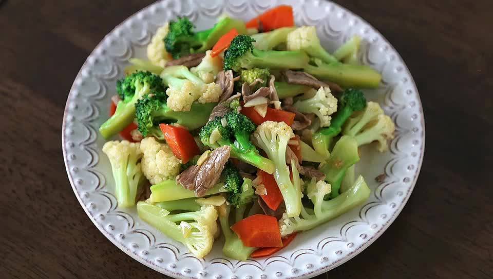 肉片炒双花的做法